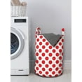 thumbnail image 3 of Geometric Laundry Bag, 50s 60s Old Pop Art Retro Vintage Polka Dots Rounds Circles Design Art Print, Basket with Handles Drawstring Closure for Laundromats, 13" x 19", Scarlet White, by Ambesonne, 3 of 4