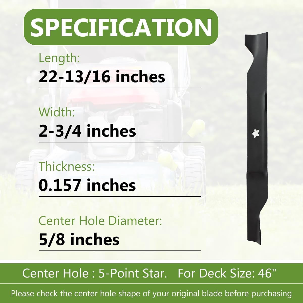 532405380 Lawn Mower Medium Lift Blade for  YTH20K46 YTH22V46 Craftsman YT3000 46 Inch Deck - Heavy Duty Blade Replaces 33266 403107 405380 532405380-2 Pack