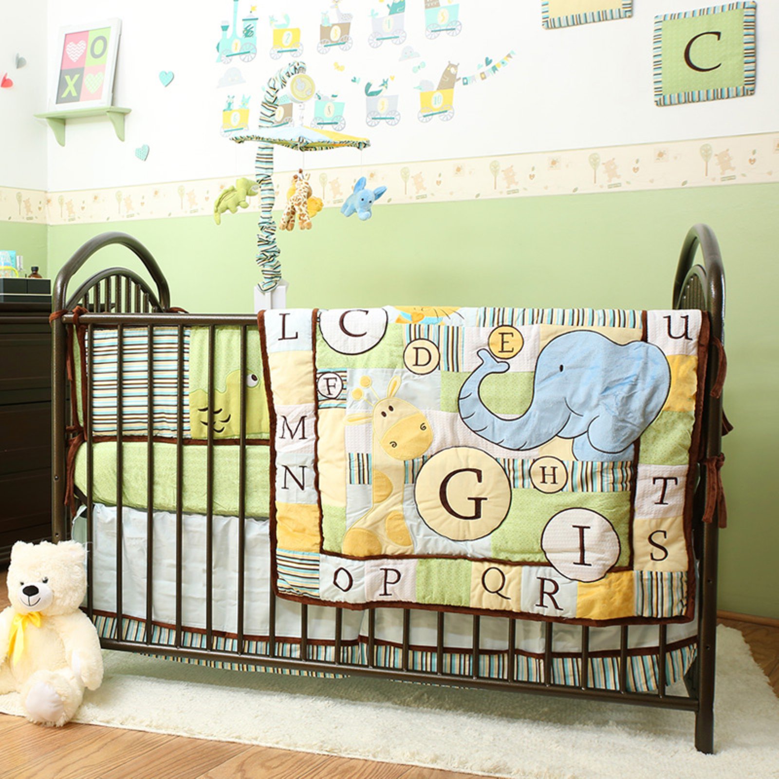 LA Baby Mariposa 3 in 1  Full Sized Metal Crib, Pewter