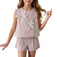 thumbnail image 2 of Amidoa Girls 2 Piece Outfits Summer Clothes Cute Tank Top and Casual Shorts Kids Clothing Sets Pink Size 1T, 2 of 7