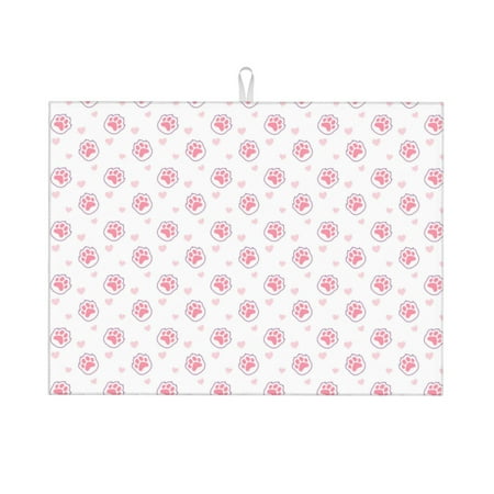 

Adobk Animal Pink Color Paw Print Microfiber Dish Drying Mat Baby Bottle Drying Mat Kitchen Counter Dish Mat Super Absorbent