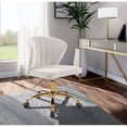 thumbnail image 2 of Meridian Furniture Finley Swivel Adjustable Cream Velvet and Gold Office Chair, 2 of 6