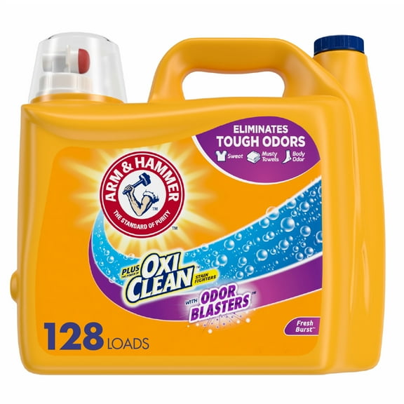 ARM & HAMMER Plus OxiClean Odor Blasters Fresh Burst, 128 Loads Liquid Laundry Detergent, 224 Fl oz
