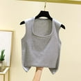 thumbnail image 5 of Cotton Tank Tops for Women Summer Slim Fitted Crop Sleeveless Base Tees Undershirts Square Neck Tanks Vest (L, Gray), 5 of 7