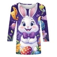 thumbnail image 4 of VKOYWKM Easter Shirts for Women Cute Bunny Rabbit Eggs Graphic Tees Casual 3/4 Length Sleeve Women Tops Loose Fit Crew Neck Easter Tshirts, 4 of 5
