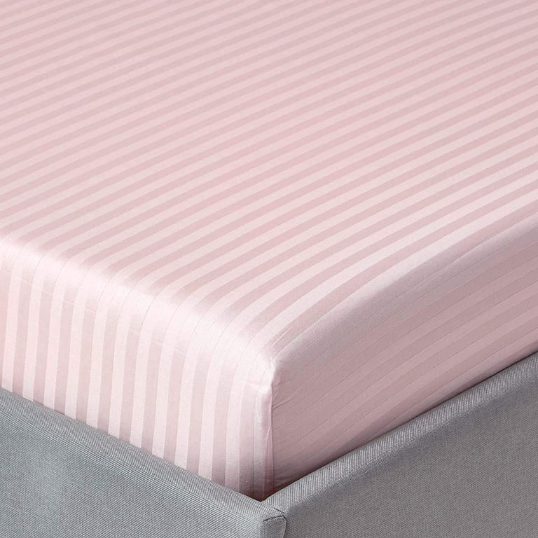 1000 Thread Count 3 Piece ( 1-Fitted Sheet + 2 - Pillow Cases ) Fitted  Sheet 10 Inch Deep Pocket 100% Egyptian Cotton Color Ivory Stripe Size Queen