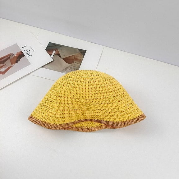 CoCopeaunts Womens Striped Bucket Hat Summer Breathable Hip Hop Bob Foldable Straw Sunhat Fisherman Hat Outdoor Travel Gorro Sun Cap Panama