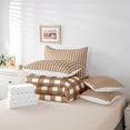 thumbnail image 6 of Manfei Modern Brown Checkered 7-Piece Twin Bedding,Geometric Check Bedding Comforter Set,Reversible, 6 of 7