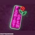 thumbnail image 2 of Craftnamesign Florist Open Neon Sign, Flower Shop Wall Decor, Flower Wall Art, 2 of 4