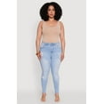 thumbnail image 2 of Womens Plus Size WAX Distressed High Waisted Skinny Jeans, 2 of 5