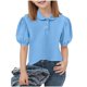 thumbnail image 2 of Odeerbi Camisas de Golf Para Niñas Peter Pan Collar Puff Camisas de Tenis de Manga Corta Uniforme Escolar, 2 of 6