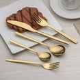 thumbnail image 2 of 20 Pieces Gold Plated Stainless Steel Flatware Set, Sliverware Cutlery Set Service for 4, Mirror Polished, 2 of 7