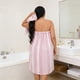thumbnail image 4 of Yhmxh Decoración del baño Toalla de baño de forro polar coral a rayas de talla grande, suave y absorbente, para mujer, para spa, ducha, bata de baño grande y ancha, se adapta a entre 50 y 90 kg., 4 of 5