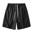 thumbnail image 5 of Men's Baggy Shorts Drawstring Elastic Waist Shorts with Pockets Casual Classic Fit Summer Beach Vacation Shorts Moisture Wicking Mid-Length Chino Golf Shorts,Black M, 5 of 5