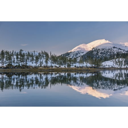 Snowy scenic reflected in the waters of Harrison Lagoon at sunrise Port Wells Prince William Sound Chugach National Forest Southcentral Alaska USA Stretched Canvas - Kevin Smith  Design Pics (19 x