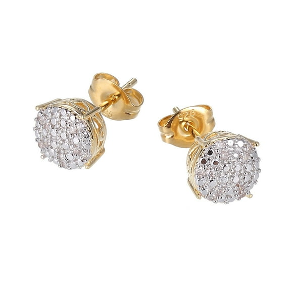 1/10 CT Diamond Total weight Gold over Sterling Silver Stud Cluster Earrings