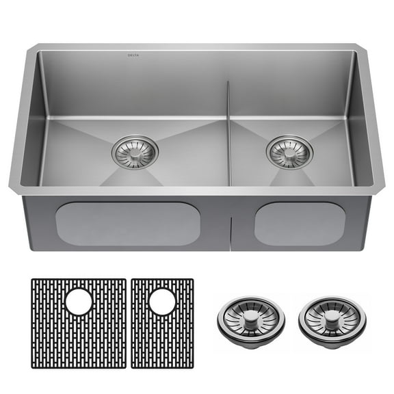 Delta 953034-32D6 Stainless Steel 32 Inch Undermount Double Bowl Sink