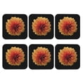 thumbnail image 2 of Balery 6 Pcs Orange Dalialeather Coasters Set, Drink Table Cup Coasters For Living Room Kitchen Coffee Decor, 2 of 9