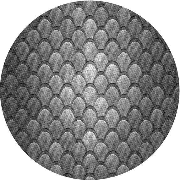 Ahgly Company Indoor Round Patterned Gunmetal Gray Area Rugs, 3' Round