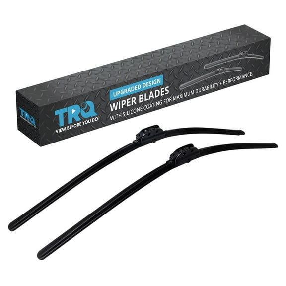 TRQ Silicone Coated Water Repellent Wiper Blades, 24in and 24in Automotive Windshield Wipers (Set of 2)