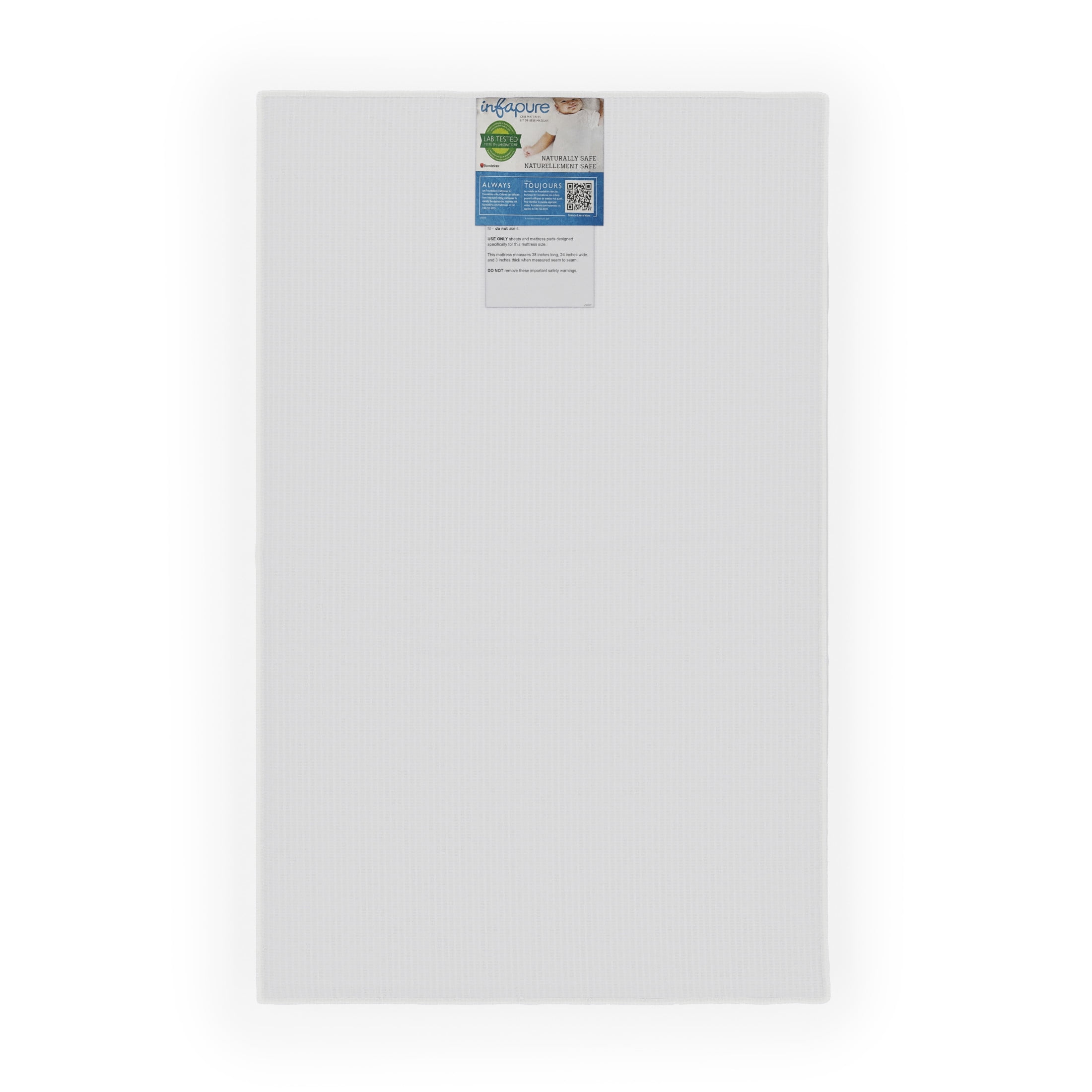 Foundations InfaPure 3" Compact Crib Mattress, Foam, Hypoallergenic, Easy to Clean, White