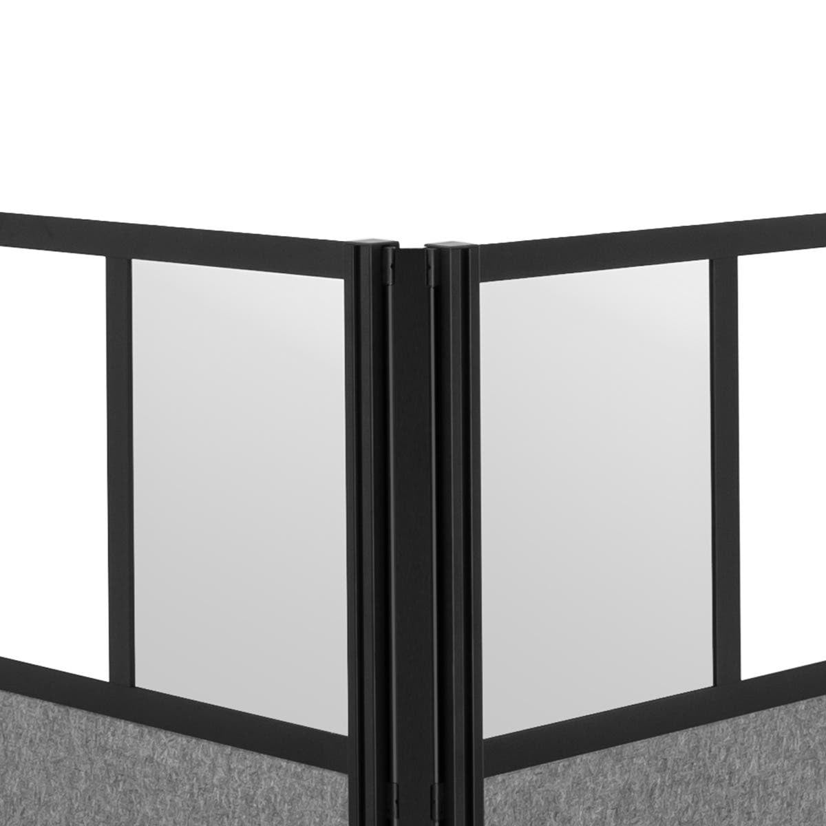 Luxor Workflow Modular Wall Bundle with 2 Walls + Hinge + Casters, 70" x 70" & 53" x 70", Black, Freestanding