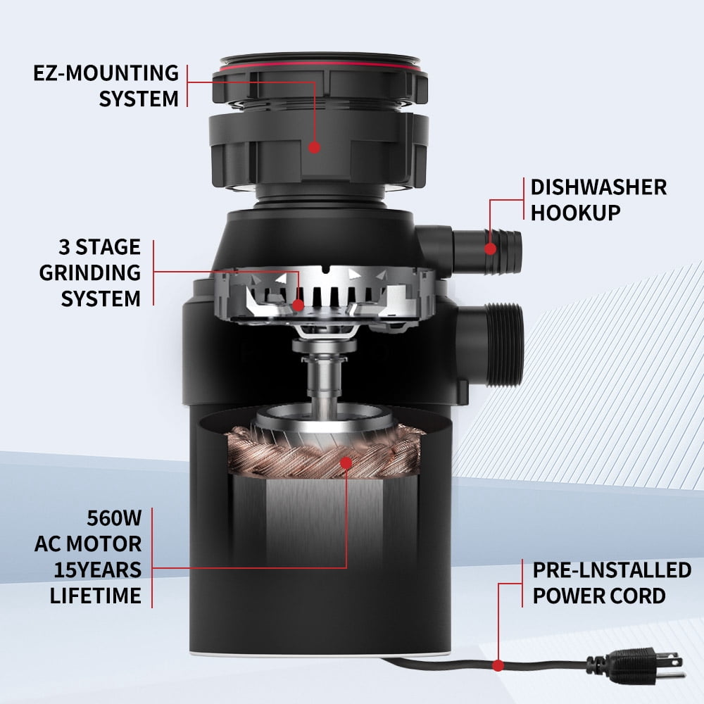 3/4 HP EZ-Mount Continuous Feed Garbage Disposer 3 Year Warranty