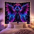 thumbnail image 2 of Dark Angel with Glowing Wings in Nebula Void, Mystical Fantasy for Dark Art Lovers, Ethereal Neon Artwork Halloween Gift Tapestry Wall Hanging for Bedroom and Living Room, 2 of 7