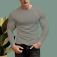 thumbnail image 5 of Men's 300g 100% Cotton Round Neck Regular Solid Long Sleeve T-Shirt, 5 of 13