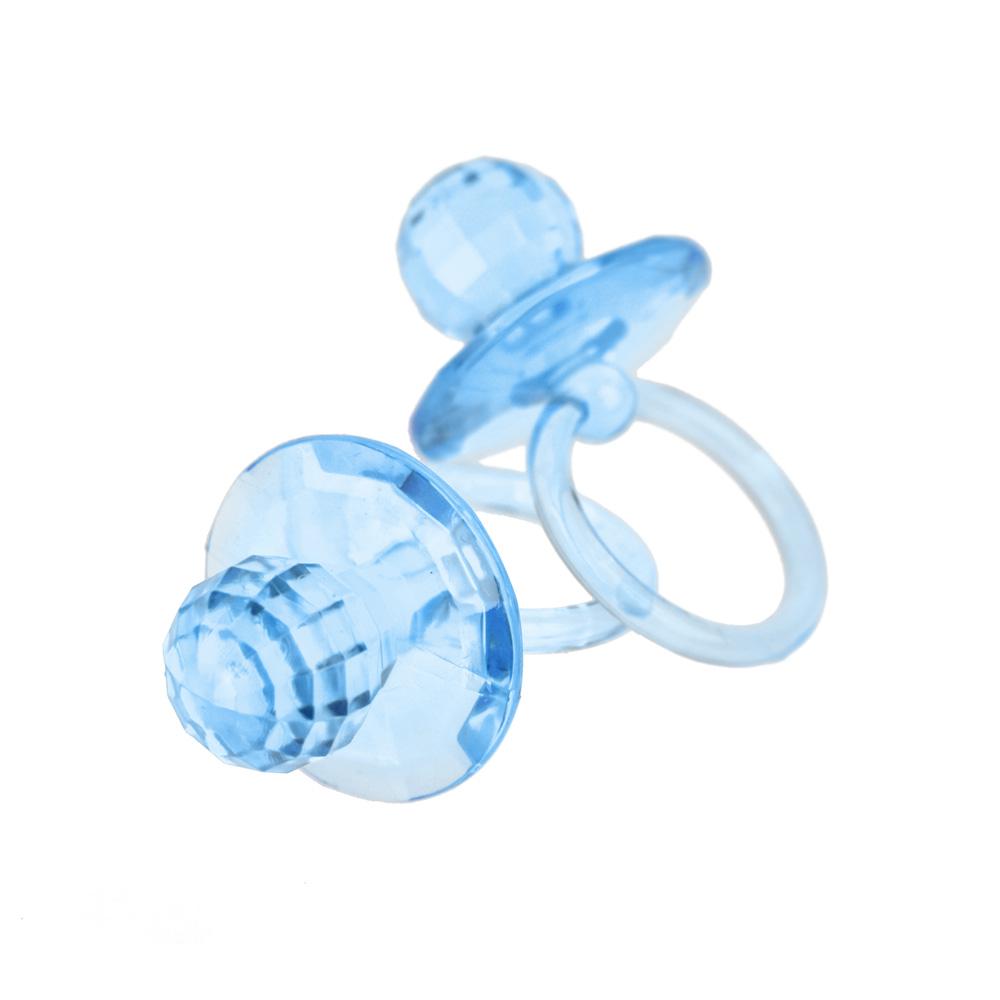 Large Acrylic Baby Pacifier Favors, Blue, 21/2Inch, 12Count