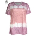 thumbnail image 3 of Luxtrada Summer Women Tee Shirts Gradient Print Tops Women Ladies Short Sleeve Loose Casual T-shirt Round Neck Tunic Tops(Pink,2XL), 3 of 6