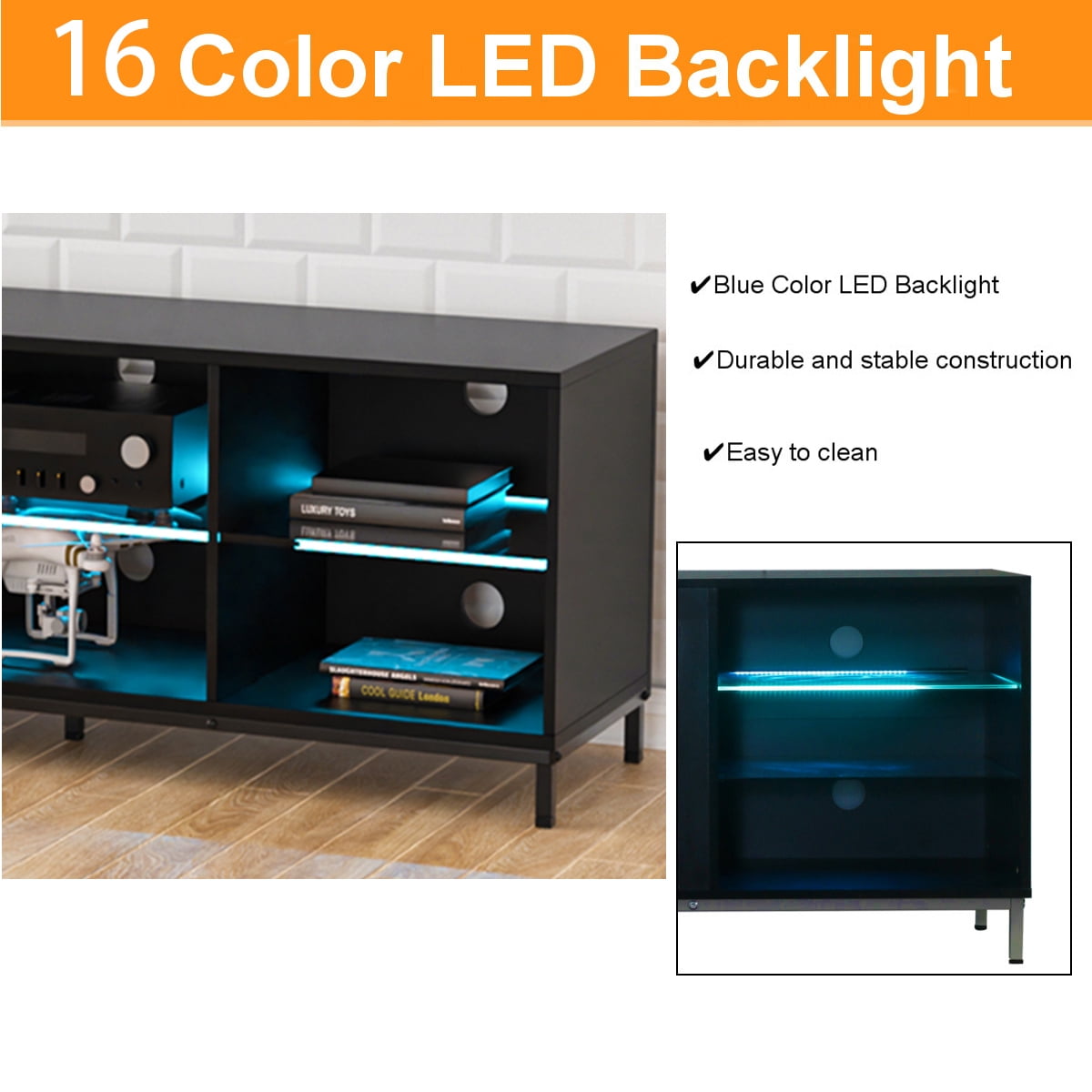 Buy LED TV Stand for 65 TV Modern Entertainment Center with LED Lights
