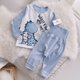 thumbnail image 1 of [] Nuevo conjunto de pijamas cálidos de terciopelo alemán con cintura alta para niños de otoño e invierno, costura deshuesada, terciopelo alemán cepillado, 1 of 4