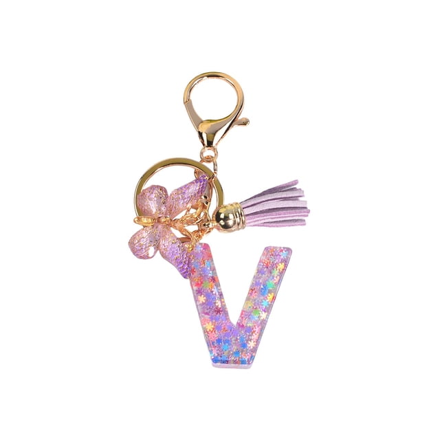Llavero Alfabeto inglés Llavero Llavero con colgante de mariposa Regalo creativo para llavero Mochila Bolso Decoración Llavero de moda lindo , Hugo Encanto llavero