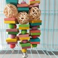 thumbnail image 3 of Flmtop Pet Chewing Wood Blocks Rattan Ball Play Toy Parrot Bird Climbing Cage Hangings Random Color, 3 of 6