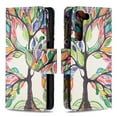 thumbnail image 2 of Allytech Galaxy S22 Case with 9 Card Holders, PU Leather Folio Flip Kickstand Magnetic Snap Detachable Wrist Strap Anti-Scratch Wallet Case for Samsung Galaxy S22 6.1" 5G 2022, Colorful Tree, 2 of 5
