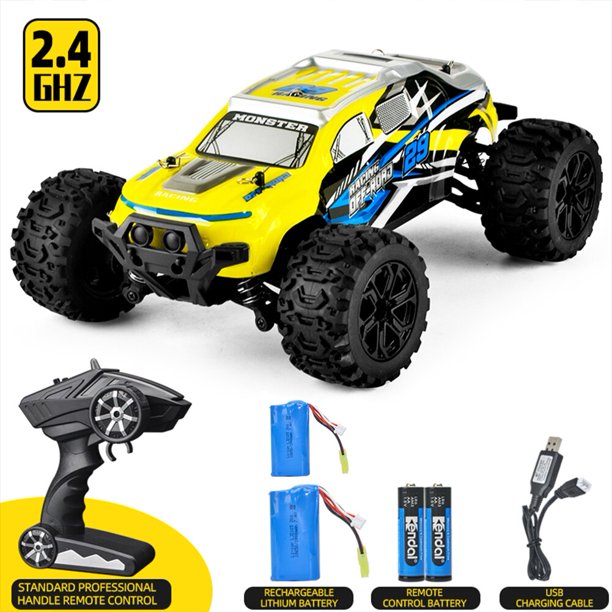 866-182 35 km/h 1:18 coche de control remoto de alta velocidad 4ch 2,4g integrado Esc 380 Super potente Motor magnético rápido Control remoto coche niño JuguetesBatería amarilla 2 Deng Xun unisex