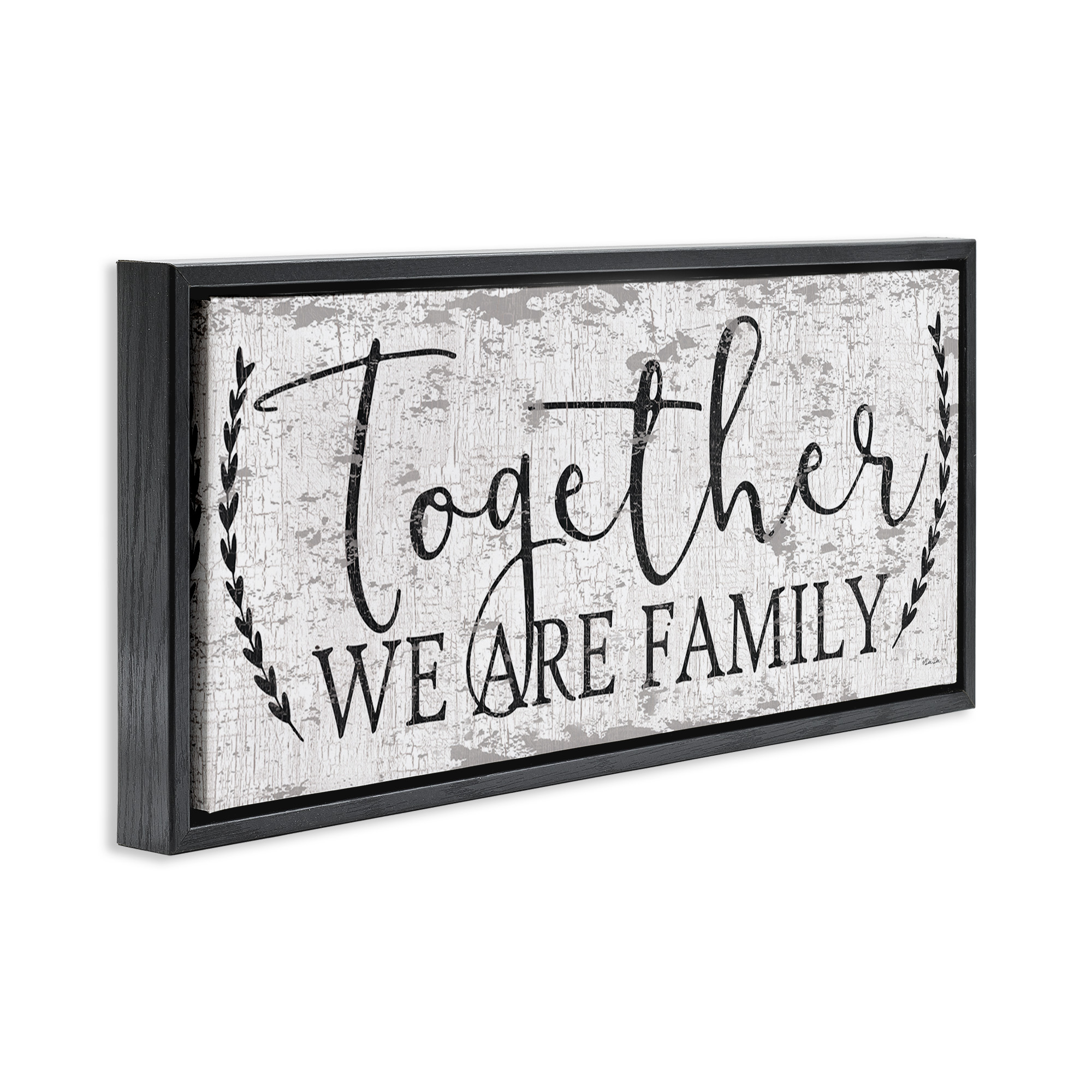 Stupell Industries Country Distressed Family Quote Typography Painting Black Floater Framed Canvas Art Print Wall Art, 31 x 14
