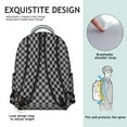 thumbnail image 5 of Gray Checkerboard Backpack for School,Cute School Bag,Schoolbag with Adjustable Shoulder Straps & Padded Back,15.3"x11"x7.1"., 5 of 6