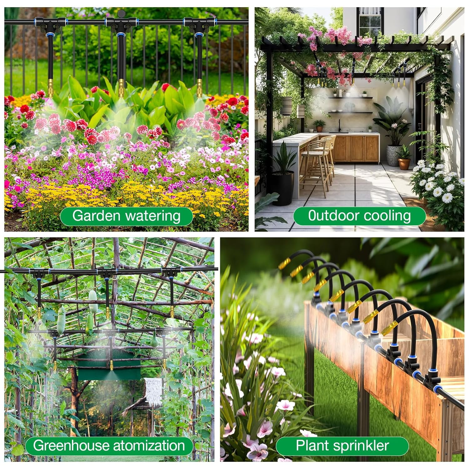 50 FT Drip Irrigation Kit with Adjustable Nozzles & Quick Connect, Automatic Watering System for Outdoor, Raised Bed,Potted Plant, Containers & Potted Plants