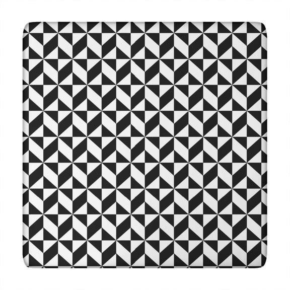 Black White Geometric Checkered Pattern Square Fitted Tablecloth with Elastic Edge,Square Table Cover,Washable Elastic Table Cover for Home Kitchen Party Decor 34"x34"