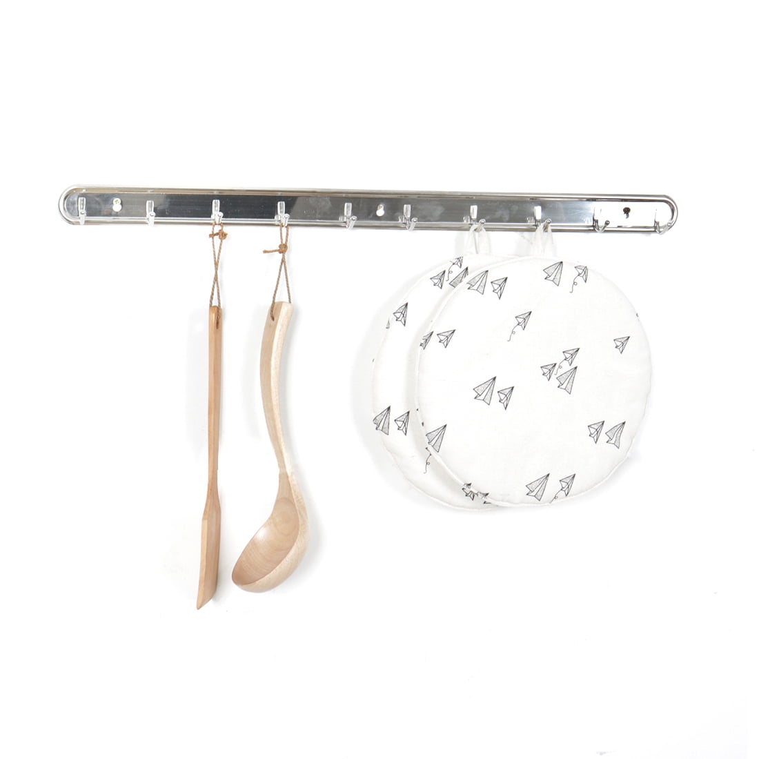 Unique Bargains Stainless Steel Towel Hat Coat 10 Hooks Wall Mount Rack Hanger