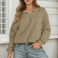 thumbnail image 2 of Ediodpoh Women's Casual Half Zip Pullover Womens Sweatshirts Comfortable Long Sleeve Top for Daily Wear for Fall and Winter Fashion Khaki M, 2 of 5