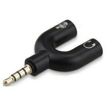 3.5mm Black Stereo Splitter to Mic Headset Jack Plug Adapter For Phone R2T9 D2K0