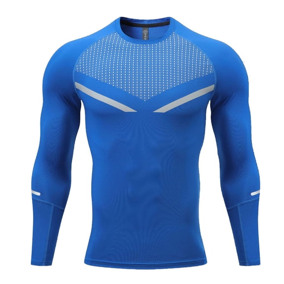 Athletic T Shirts for Men Long Sleeve Compression T-Shirts Casual Color-Block Pullover Stretchy Slim-Fit Crewneck Gym Workout Tees Tops
