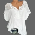 thumbnail image 3 of Chemises pour Femmes Manches Longues Chemise Femmes Été Col Rond Manches Courtes Creux Blouse Décontractée Unie T-Shirt, 3 of 9
