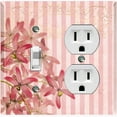 thumbnail image 1 of Metal Light Switch Plate Outlet Cover Tropical Pink Floral Striped Damask FLW065, 1 of 13