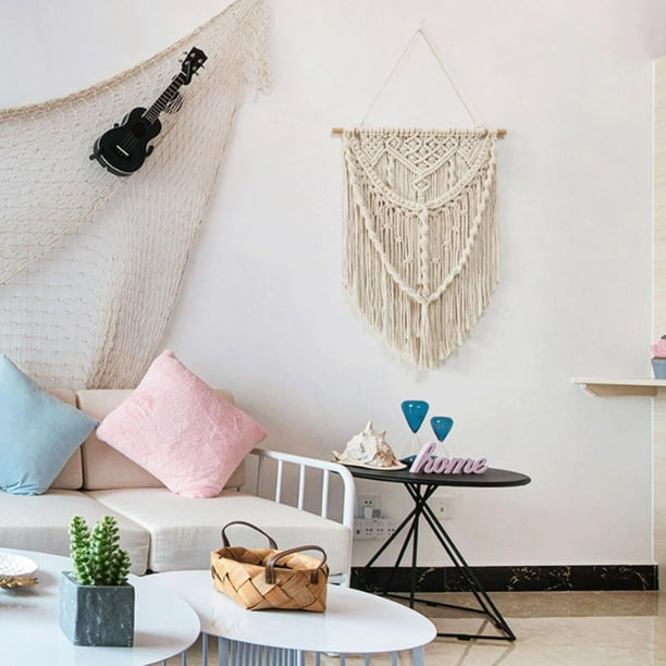 Golden home macrame wall hanging art woven wall decor boho chic home decoration for apartment bedroom living room gallery small sale