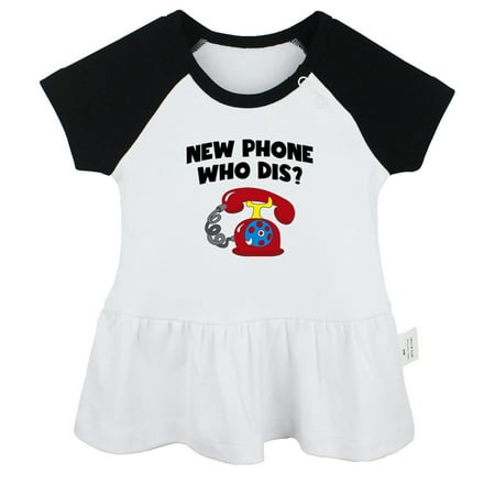 

New Phone Who Dis Funny Dresses For Baby Newborn Babies Skirts Infant Princess Dress 0-24M Kids Graphic Clothes (Black Raglan Dresses 18-24 Months)