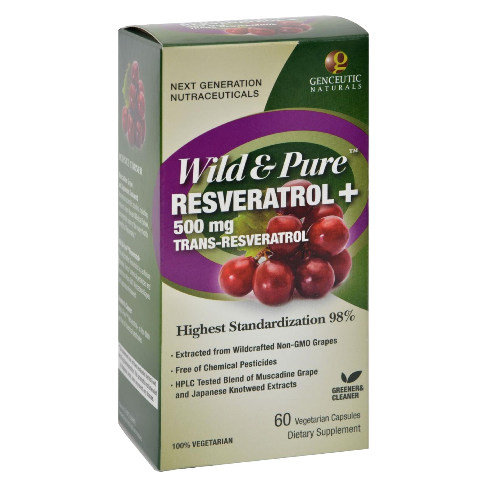 Genceutic Naturals Wild & Pure™, Resveratrol+, 60 Vegetarian Capsules
